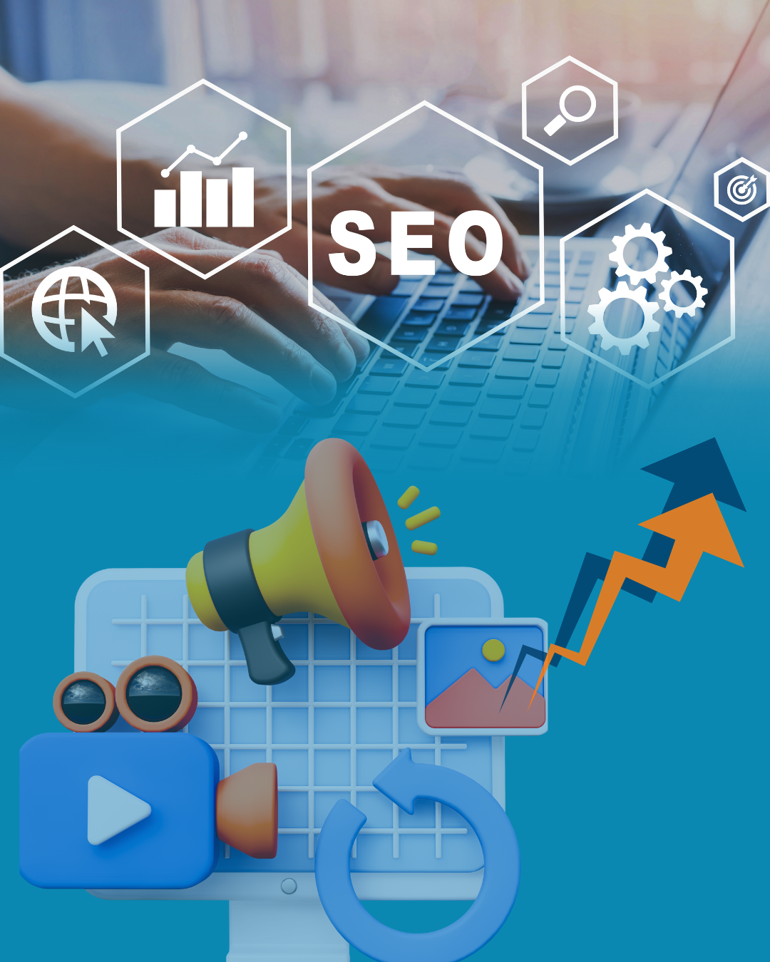 blue and white modern seo services instagram post