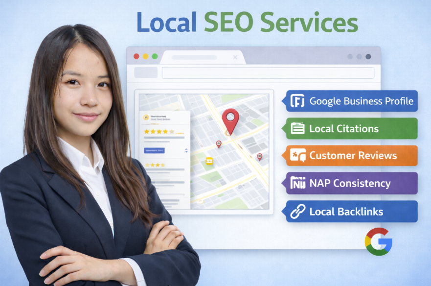 Local SEO services with Google Maps, business profile, reviews, and citations.